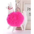 Cute Colourful Alpaca Pom Pom Key Chain - Colour - Hot Pink